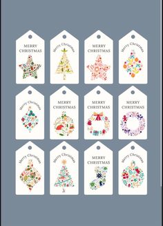 twelve christmas gift tags with different designs