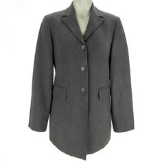 Benetton Womens Blazer 42 Italy 8 US Charcoal Black Jacket Pocket Lined Italy #Benetton #Blazer Italy Clothing, Italy Outfits, Charcoal Black, Double Breasted Suit Jacket, Black Charcoal