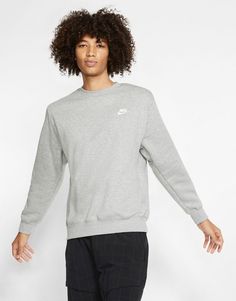 Sweatshirt by Nike Act casual Crew neck Drop shoulders Nike embroidery detail Regular fit Nike Crewneck Sweatshirt, Nike Sportswear Club Fleece, Nike Crewneck, Nike Sweater, Fun Sweatshirts, Nike Sweatshirts, French Terry Fabric, Nike Store, Crew Shirt