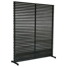 a black metal slatted screen on a white background