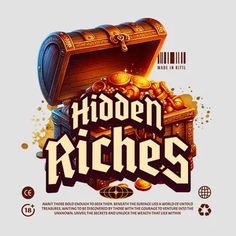 an advertisement for hidden niches with a chest full of gold coins and money coming out of it