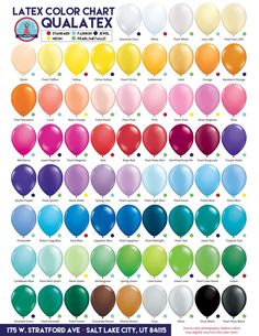 the latex color chart for balloons