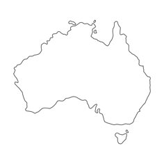 an outline map of australia on a white background