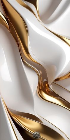 an abstract white and gold background with wavy lines