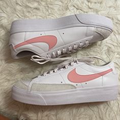 Feel Free To Ask Questions About The Item Down Below Always Open To Offers Bundle Multiple Items For An Extra Discount!! No Trades, Sorry! Orders Are Always Shipped Out Within 1-3 Business Days Perfect Condition Does Not Come With Box As They Don’t Fit Inside The Shipping Box Women Pink Nike, Pink Nike Blazers Low, Light Pink Blazers Nike, Modern Pink Nike Sneakers, Pink Nike Sneakers With Perforated Toe Box, Pink Platforms, Nike Blazer, Colored Blazer, White Nikes