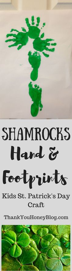 an advertisement for shamrocks hand and footprints kids's st patrick's day craft