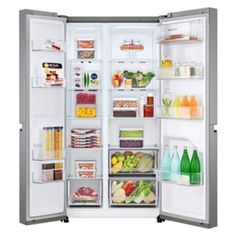 an open refrigerator filled with lots of food