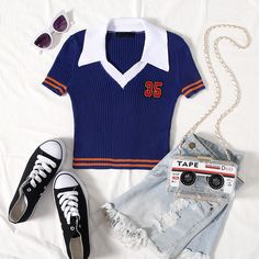 Sandlot, Cute Sleepwear, Shein Outfits, Tumblr Outfits, Knit Tops, Athletic Outfits, Sweet Dress, Kawaii Clothes, Airport Outfit