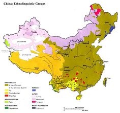 a map showing the distribution of ethnic ethnic groups in china, asia and other countries