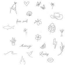 a drawing of many different things in the air with words written on them and pictures