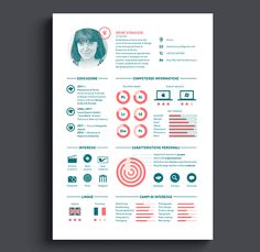 a professional resume template with red and blue colors