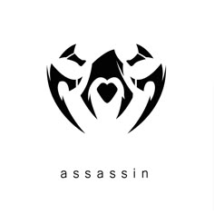 the logo for assasin is shown in black and white, with an animal's head