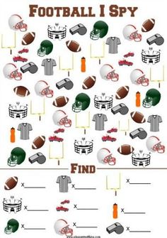 a football game is shown with the words find and score on it's side