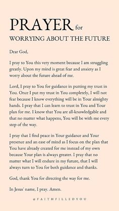 prayer for the future Prayer For Nervousness, Prayer To Trust God, Prayer For Court Hearing, Prayer For Overthinking, Prayers For Men, Confession Prayer, Turn To God