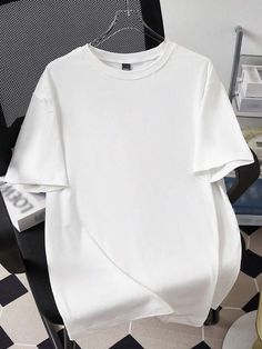 Casual White Solid Color Shirt, Stretch Crew Neck Shirt In Solid Color, White Solid Color Cotton Shirt, White Cotton Solid Color Shirt, Simple White Stretch T-shirt, White Solid Color Cotton Top, White Crew Neck T-shirt Solid Color, White Solid Color Crew Neck T-shirt, Stretch Fit White T-shirt