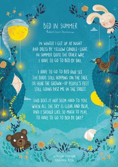 a poem written in the shape of a bear and other animals on a blue background