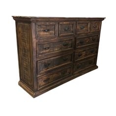 an old wooden dresser with many drawers