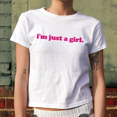 I'm Just A Girl Baby Tee, Aesthetic Tee, Women's Fitted Tee, Unisex Shirt, Trendy Top, Funny Shirt, Y2K Baby Tee, 90s Baby Tee, Gift for her DETAILS - 100% cotton (fiber content may vary for different colors) - tear-away label  SIZING Sizes vary by shirt style. Please check the size chart before making your purchase. PLEASE NOTE: Our Baby tee is sized for a youth, reminiscent of the '90s-era shrunken-down T-shirt. This style, popularized by the skater/raver culture of the time, is not to be conf Baby Tee Aesthetic, Funny Baby Tees, I'm Just A Girl, 90s Baby, Y2k Baby Tee, Aesthetic T Shirts, Shirt Y2k, Trendy Top, Fitted Tee