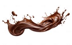 chocolate splashing in the air on white background