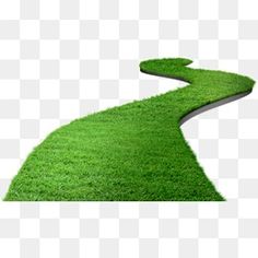 a green grass path with white background