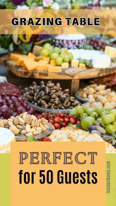 Planning a party for a large group? Learn how to set up a stunning grazing table for 50 people that will impress your guests. This guide includes tips on selecting the best cheeses, meats, fruits, and more. Create a visually appealing and delicious spread that everyone will love. Follow our easy steps to make your next event unforgettable. Click to get started and wow your guests! How To Plan Food For A Party, Party Table Layout Ideas, Large Crowd Charcuterie Board, How Much Cheese Per Person, Party Food For Large Groups, Amount Of Food For Party, Charcuterie For A Large Crowd, Grazing Table With Levels, Apps For Large Parties