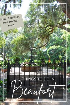 an iron gate with the words things to do in beaufoy