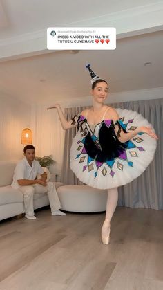 a ballerina is dancing in the living room