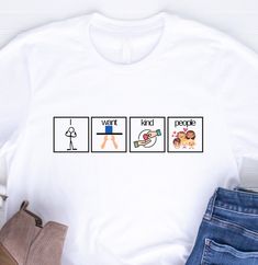 a t - shirt with the words work, eat sleep and play on it next to jeans