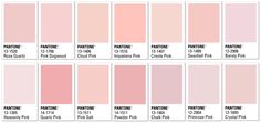 the pantone pink color chart is shown with all the colors in each section and their names