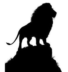 a silhouette of a lion standing on top of a hill