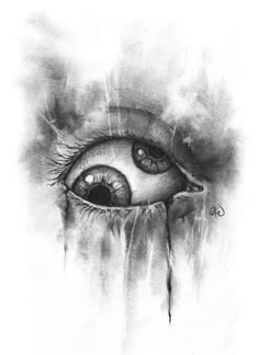 a drawing of an eye with water droplets coming out of the iris's eyes