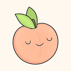 an apple with a green leaf on it's top and eyes closed, sleeping