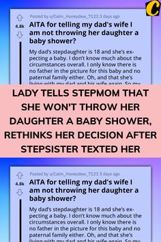 Lady Tells Stepmom That She Won't Throw Her Daughter A Baby Shower, Rethinks Her Decision After |   married couple tattoos 2023 Expectant Father, Guilt Trips, Growing Family, Step Moms, Having A Baby, Funny Pins, Baby Month By Month, This Moment, Baby Shop