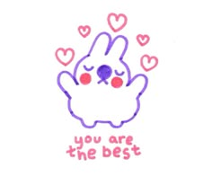 a drawing of a bunny with hearts around it's eyes and the words you are the best