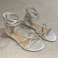 Nwt Dream Pairs Silver And Rhinestone Flats Size 5.5 Silver Bridesmaid Shoes, Hoco Shoes, Silver Flat Shoes, Silver Flat Sandals, Rhinestone Flats, Bridesmaid Shoes, Bridal Shoes, Flat Sandals, Women's Shoes Sandals