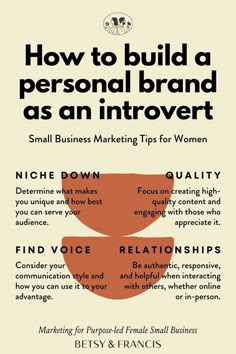 a poster with the words how to build a personal brand as an infovertt