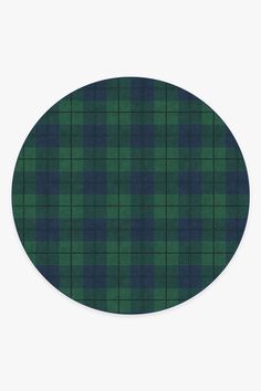 a green and blue plaid pattern on a white background oval sticker, with the image of an oval shape