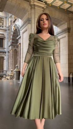 Tea Length Satin Dress, American Satin Dress, Simple Dress Formal Classy, Dresses To Wear To A Wedding Classy, Satin Frocks For Women, Stylish Party Dresses Classy, Elegant Dresses Classy Modest, Modest Party Outfit, Modest Party Dress