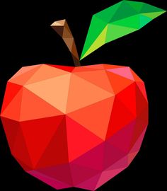 an apple made up of triangles on a black background