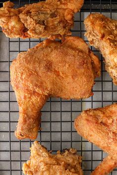 fried chicken on a cooling rack ready to be cooked