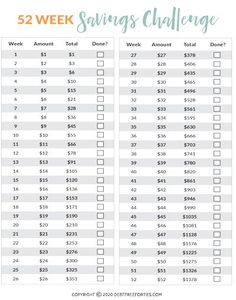 the printable 52 week savings challenge