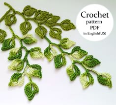 crochet leaf pattern in english - us with the words crochet written below it