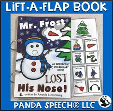 a book with an image of a snowman on it and the title, mr frost lost