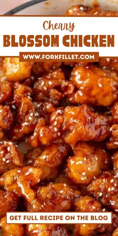 the recipe for honey chicken is shown in front of an image with text overlay