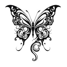 a black and white butterfly tattoo design