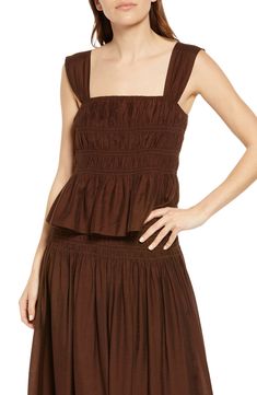 Move from a day in the sun to date night in this wide-strap tank styled with a square neckline and a flouncy peplum. Square neck Sleeveless 60% viscose, 40% polyamide Hand wash, dry flat Imported Moon River, Square Necklines, Wide Straps, Date Night, Sleeveless Dress, Little Black Dress, Nordstrom, Mini Dress