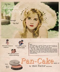 an advertisement for pan - cake featuring a woman wearing a white hat