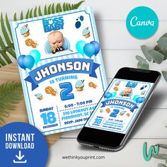 Boss Baby Birthday Invitation Canva Template Baby Boss Invitations Templates Birthday, Boss Baby Invitation Template, Boss Baby Invitation, Baby Invitation Template, Baby Birthday Invitations, Organizing Time, Baby Invitations, Boss Baby, Unique Invitations