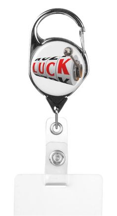 a white badge holder with a red and black coca cola can on it's side