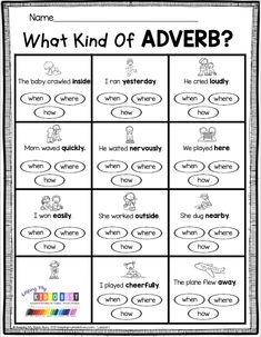 what kind of adverb? worksheet for kids to practice their language skills